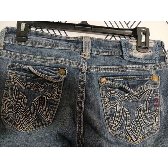 Womens Mek Auckland Denim Distressed Boot Cut Jeans Size 28 - Picture 3 of 6